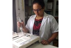 Chief lab technologist preparing a sample